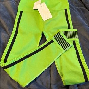 Fabletics Bright Green Leggings with Black Accents